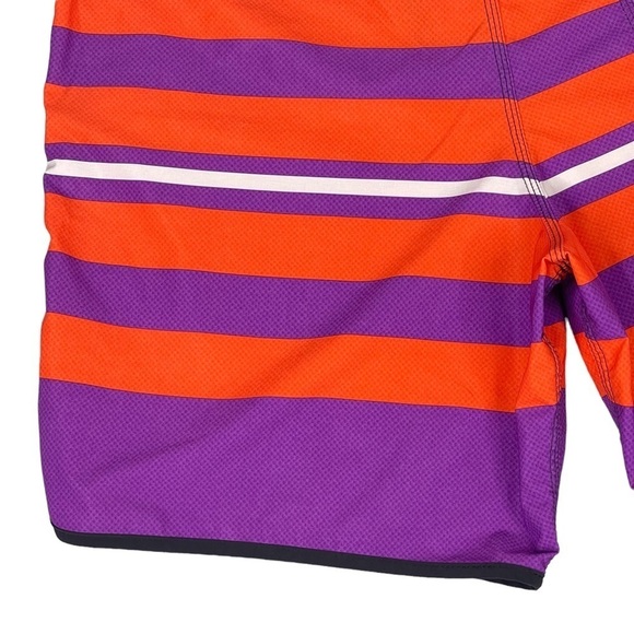 Hurley Phantom Boardshorts Mens 36 Logo Patch Red Purple Bright Striped Swim - Picture 9 of 11